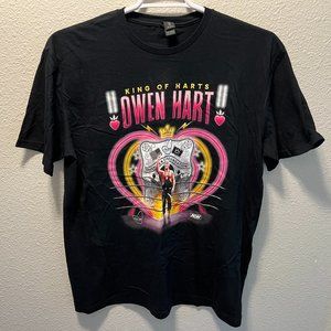 Men's AEW LIVE Owen Hart King of Harts Foundation T-Shirt - Size L - BLACK
